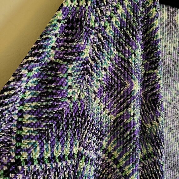Catherine's Cardigan Women's Plus Size 2X Purple Green Open Knit Stretchy Office - Picture 5 of 9